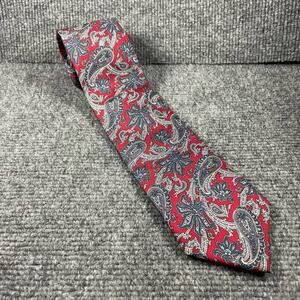 VTG Private Stock Neck Tie 3"X56" Red Paisley Allover Hand Made Silk In USA